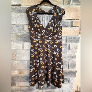 Karina Nora Dress Grey-Brown and Yellow Floral Midi Dress